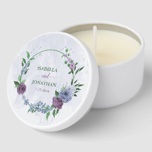 Purple dusty blue floral wedding mini candle favors