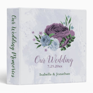 Purple dusty blue floral wedding photo album 3 ring binder