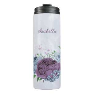 Purple dusty blue floral wedding  thermal tumbler