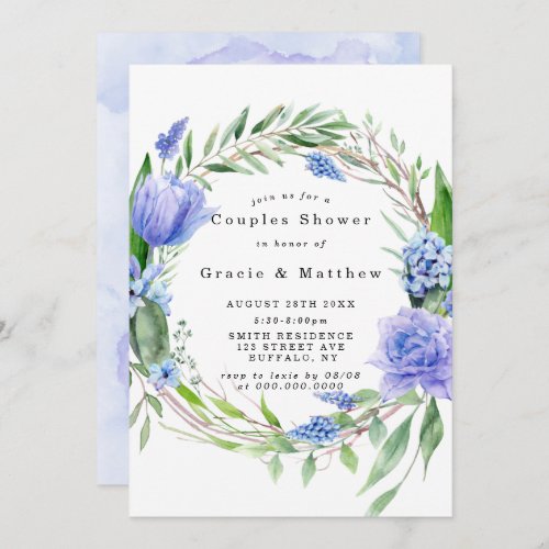 Purple Dusty Blue Hyacinth Couples Shower Invites