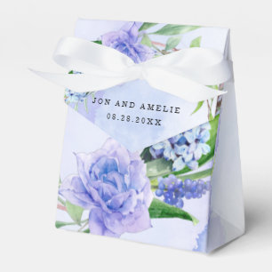 Purple Dusty Blue Tulip Peony Wedding Favor Boxes