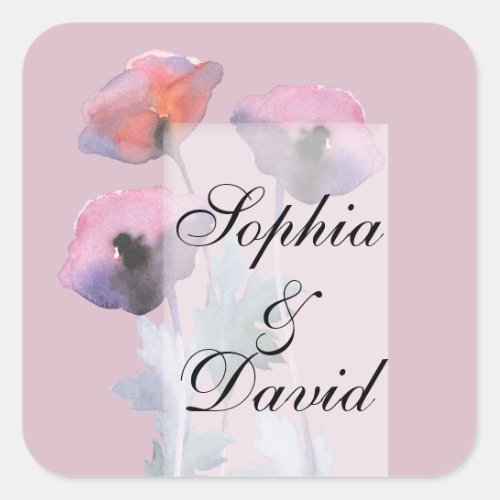 Purple dusty rose poppy   square sticker