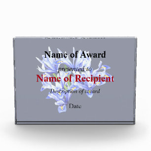 Purple Dwarf Iris Heart Acrylic Award