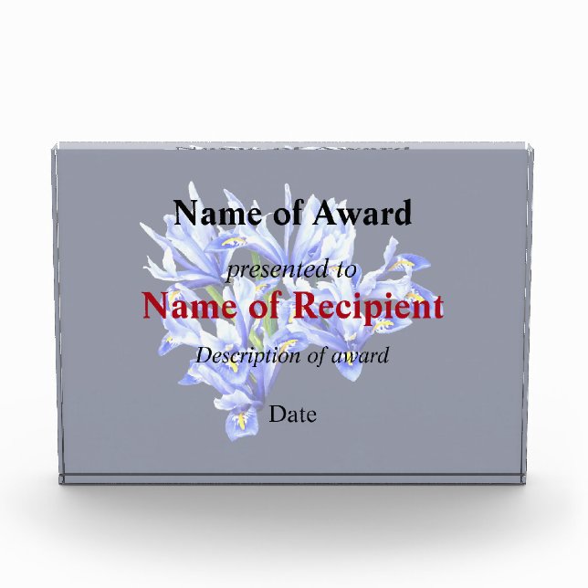 Purple Dwarf Iris Heart Acrylic Award (Front)