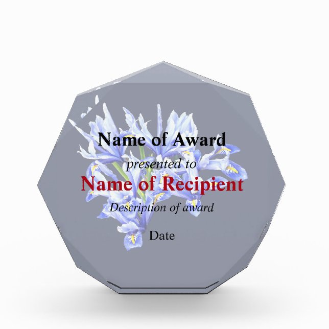 Purple Dwarf Iris Heart Acrylic Award (Front)