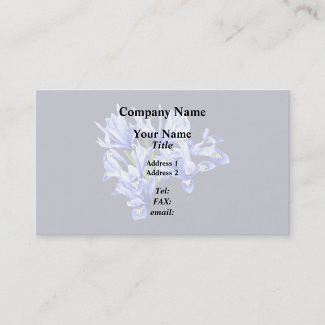 Purple Dwarf Iris Heart Business Card (Front)