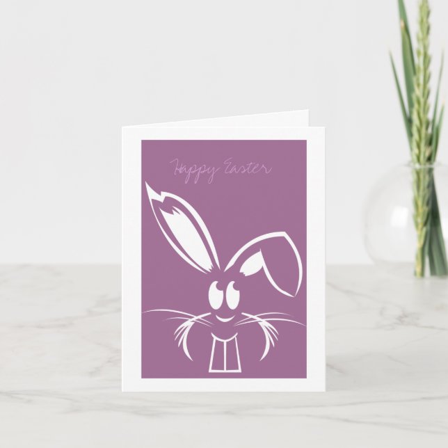 Purple Easter Bunny Easter Cards (Front)