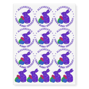 Purple Easter Bunny Easter Themed Birthday Party Temporary Tattoos