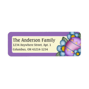 Purple Easter Egg Blue Flower Easter Address Label