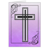 Purple Easter Religious Cross and Quote Card (Front)