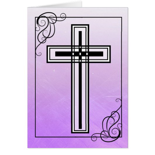Purple Easter Religious Cross and Quote Card (Front)