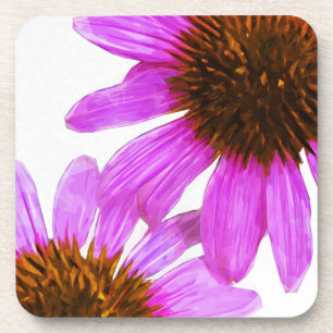 Purple Echinacea Flower Abstract Coaster