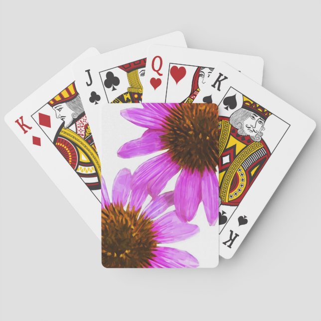 Purple Echinacea Flower Abstract Poker Cards (Back)