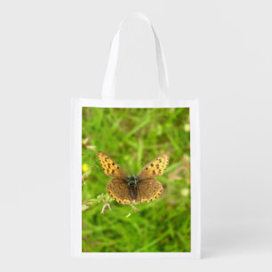 Purple Edged Copper Butterfly Reusable Bag