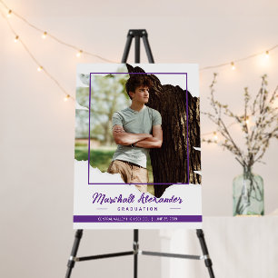 Purple Edgy Abstract Torn Photo Graduation Foam Board