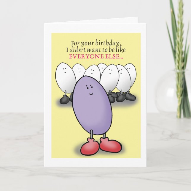 Purple Egg Humorous Birthday Card (Front)