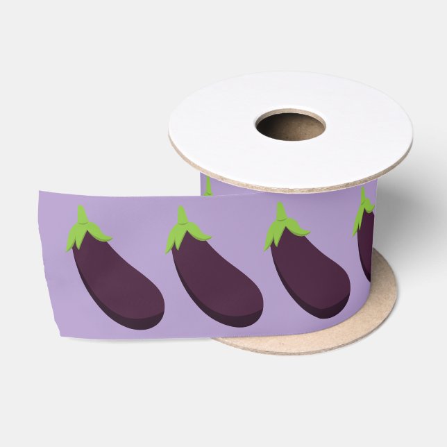 Purple Eggplant Aubergine Vegetables Party Satin Ribbon (Spool)