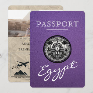 Purple Egypt Passport Wedding Invitation
