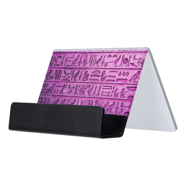 Purple Egyptian Hieroglyphs Card Holder