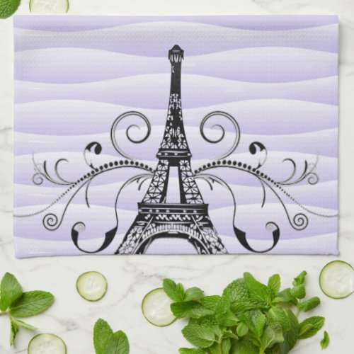 Purple Eiffel Towel Flourish Kitchen Towel