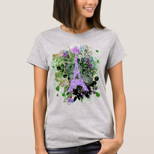 Purple Eiffel Tower Collage T_Shirt