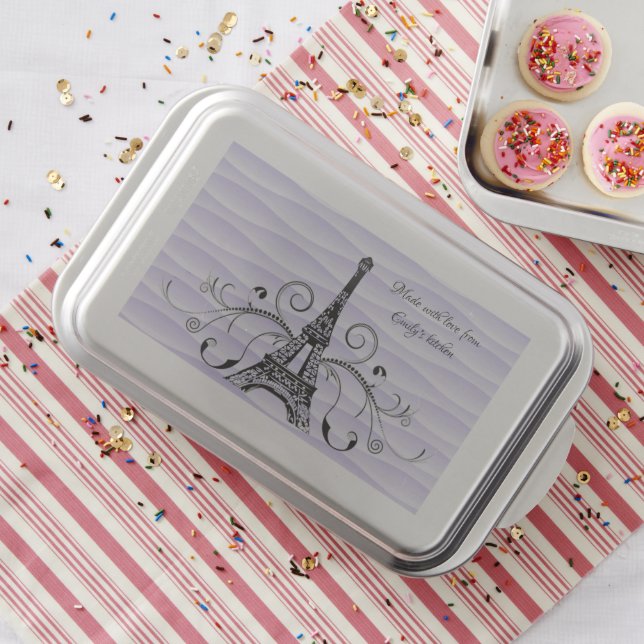 Purple Eiffel Tower Flourish Cake Pan (In Situ)