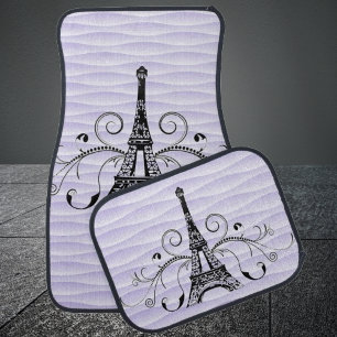 Purple Eiffel Tower Flourish Car Mats