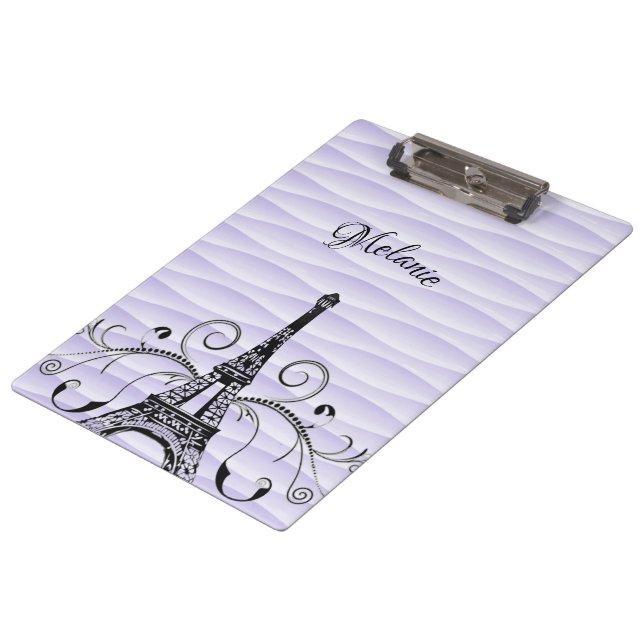 Purple Eiffel Tower Flourish Clipboard (Angled)