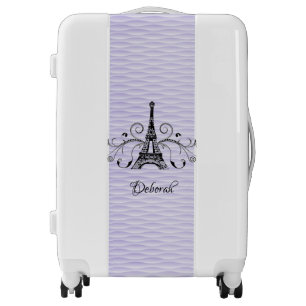 Purple Eiffel Tower Flourish Suitcase