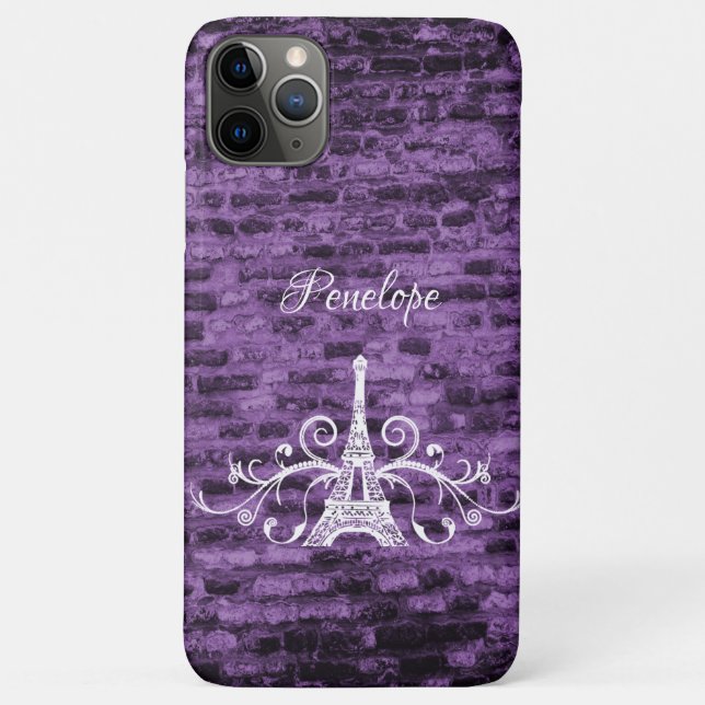 Purple Eiffel Tower Grunge Case-Mate iPhone Case (Back)