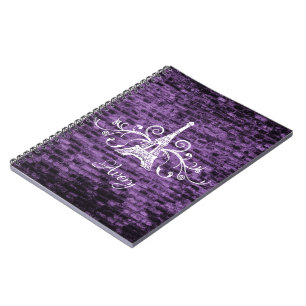Purple Eiffel Tower Grunge Notebook