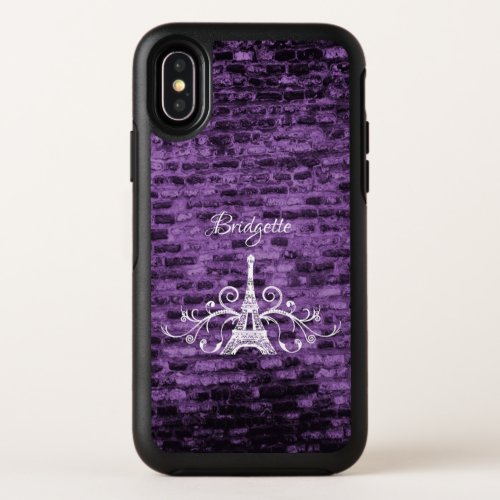 Purple Eiffel Tower Grunge OtterBox iPhone Case