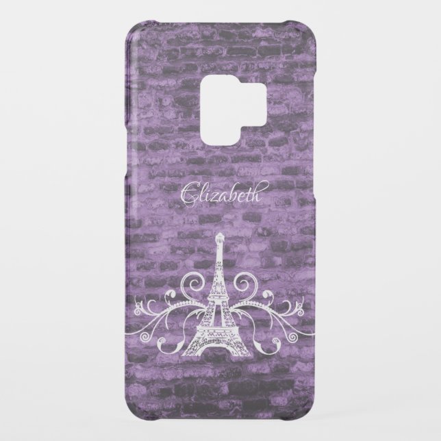 Purple Eiffel Tower Grunge Samsung Galaxy Case (Back)