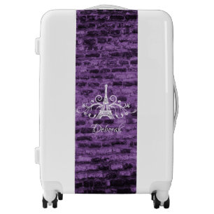 Purple Eiffel Tower Grunge Suitcase