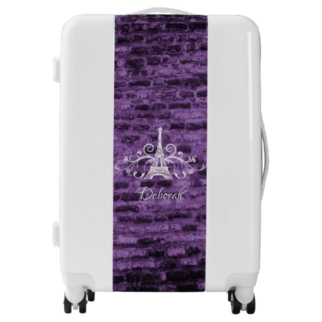 Purple Eiffel Tower Grunge Suitcase (Front)