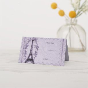 Purple Eiffel Tower Reception Place Card