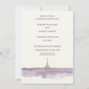 Purple Eiffel Wedding Invitation