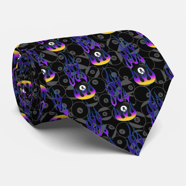Purple Eight Ball  Neck Tie (Rolled)