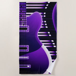 Purple Electric Guitar Beach Towel