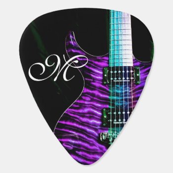 Purple Electric Guitar Monogram Guitar Pick by UROCKDezineZone at Zazzle