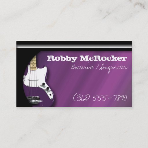 Customizable Purple Electric Guitarist Business Cards