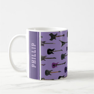 💜 Purple electric guitars, with name  Coffee Mug