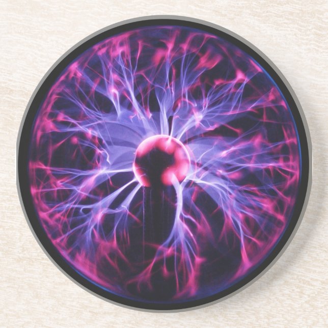 Purple Electricity Eminating from a Plasma Lamp Drink Coaster (Front)