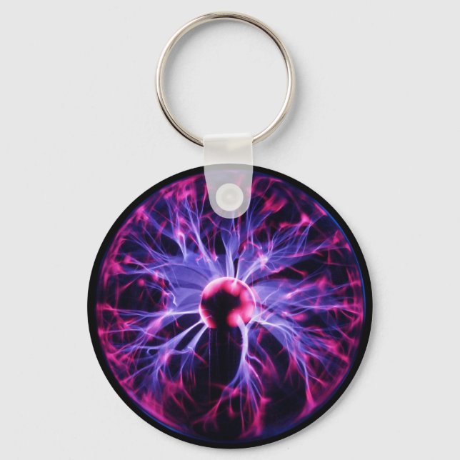 Purple Electricity Eminating from a Plasma Lamp Keychain (Front)