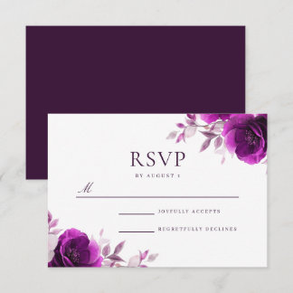 Purple Elegance Amethyst & Indigo, Lilac Wedding  RSVP Card