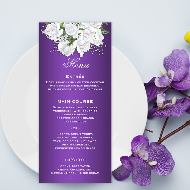 Purple Elegance and White Bridal Bouquet Wedding  Menu (Creator Uploaded)