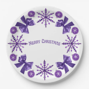 Purple Elegance Christmas Paper Plate