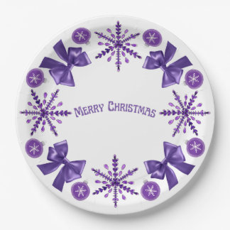 Purple Elegance Christmas Paper Plate