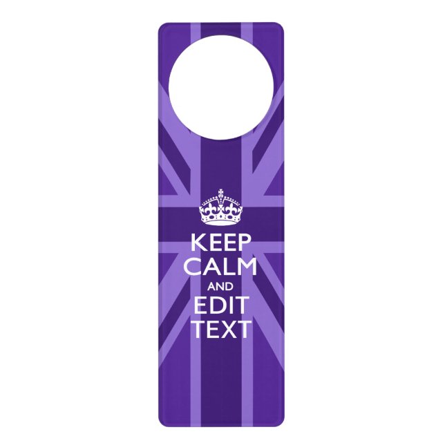 Purple Elegance Keep Calm Your Text Union Jack Door Hanger (Front)