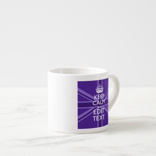 Purple Elegance Keep Calm Your Text Union Jack Espresso Cup